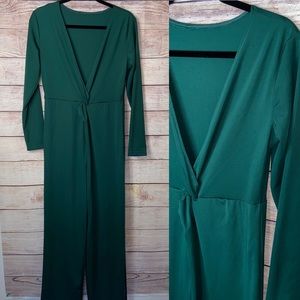 Long Sleeves Green Jumpsuit